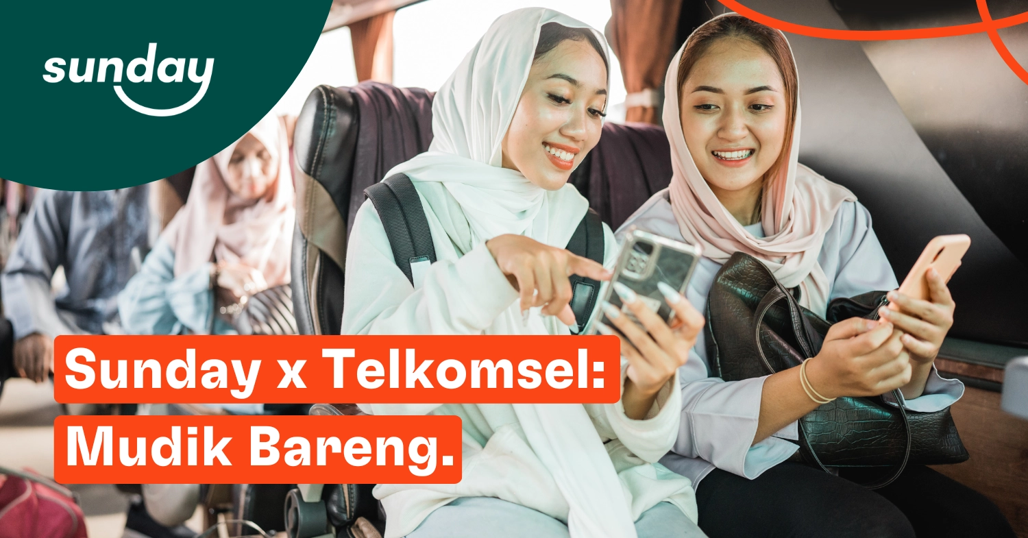 Sunday Indonesia berkolaborasi dengan Telkomsel untuk menghadirkan pengalaman mudik lebaran yang lebih aman dan nyaman dengan asuransi kecelakaan diri Sunday.