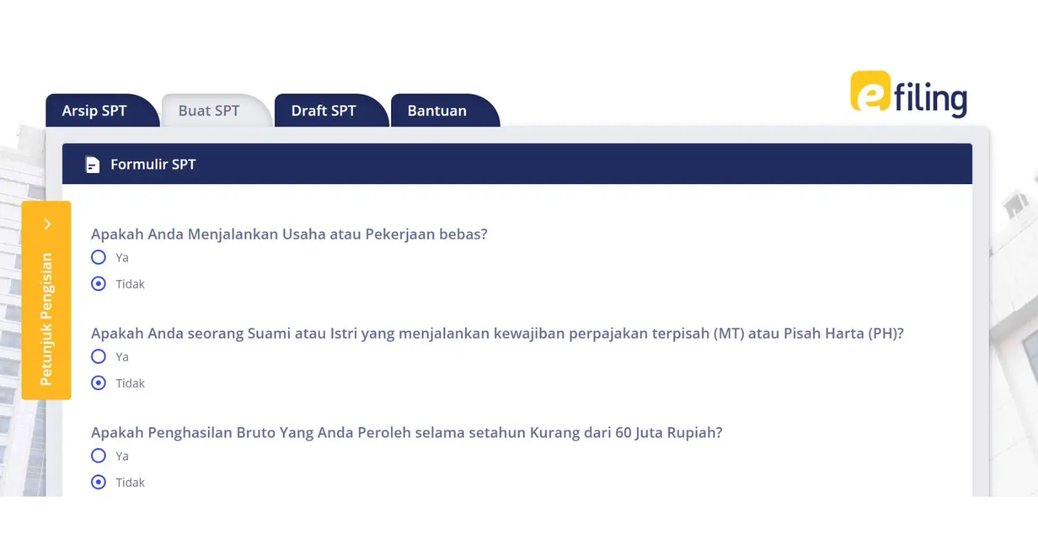 jawab pertanyaan untuk lapor SPT tahunan pribadi