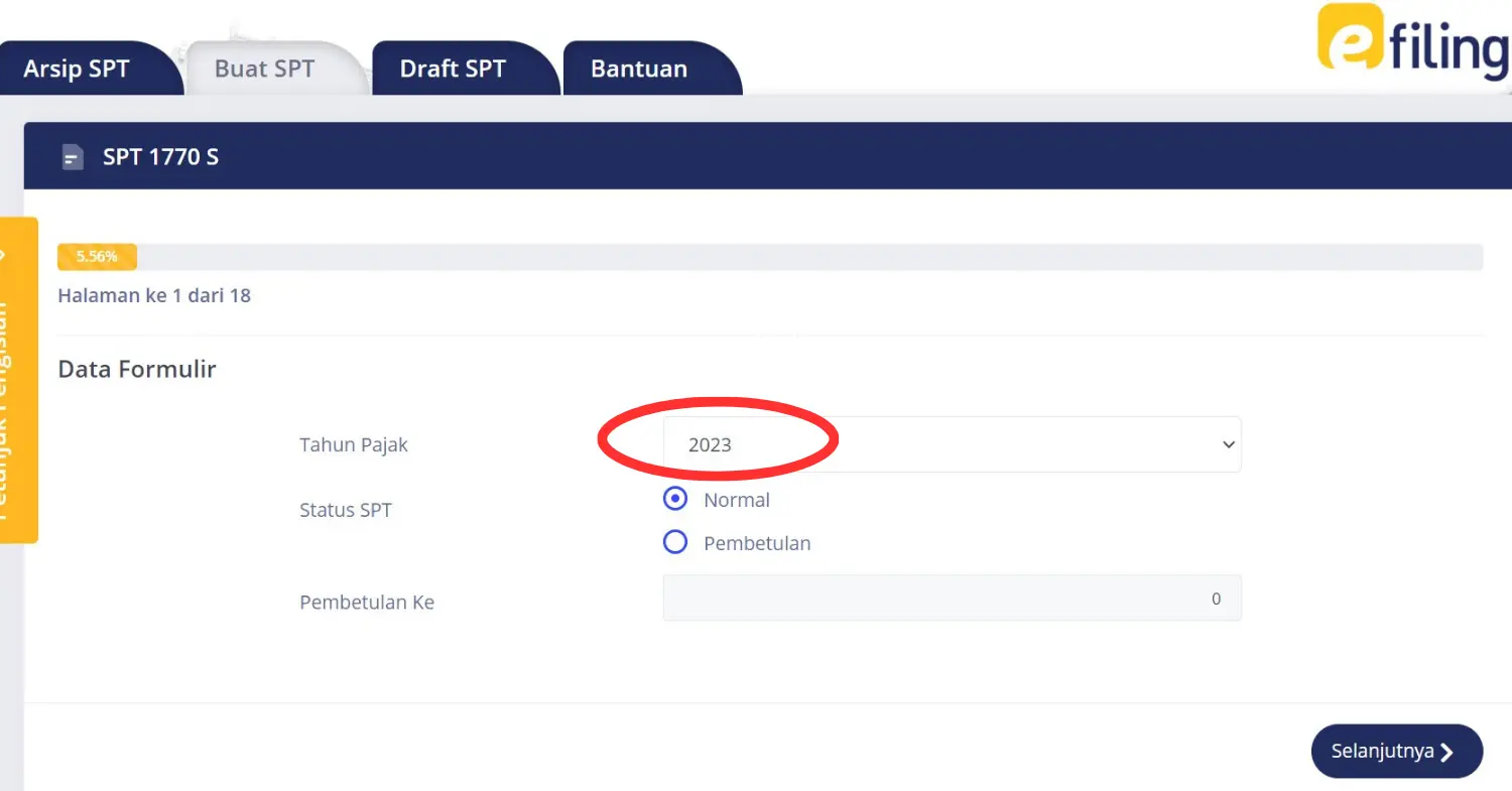 pilih periode tahun untuk lapor pajak SPT tahunan pribadi