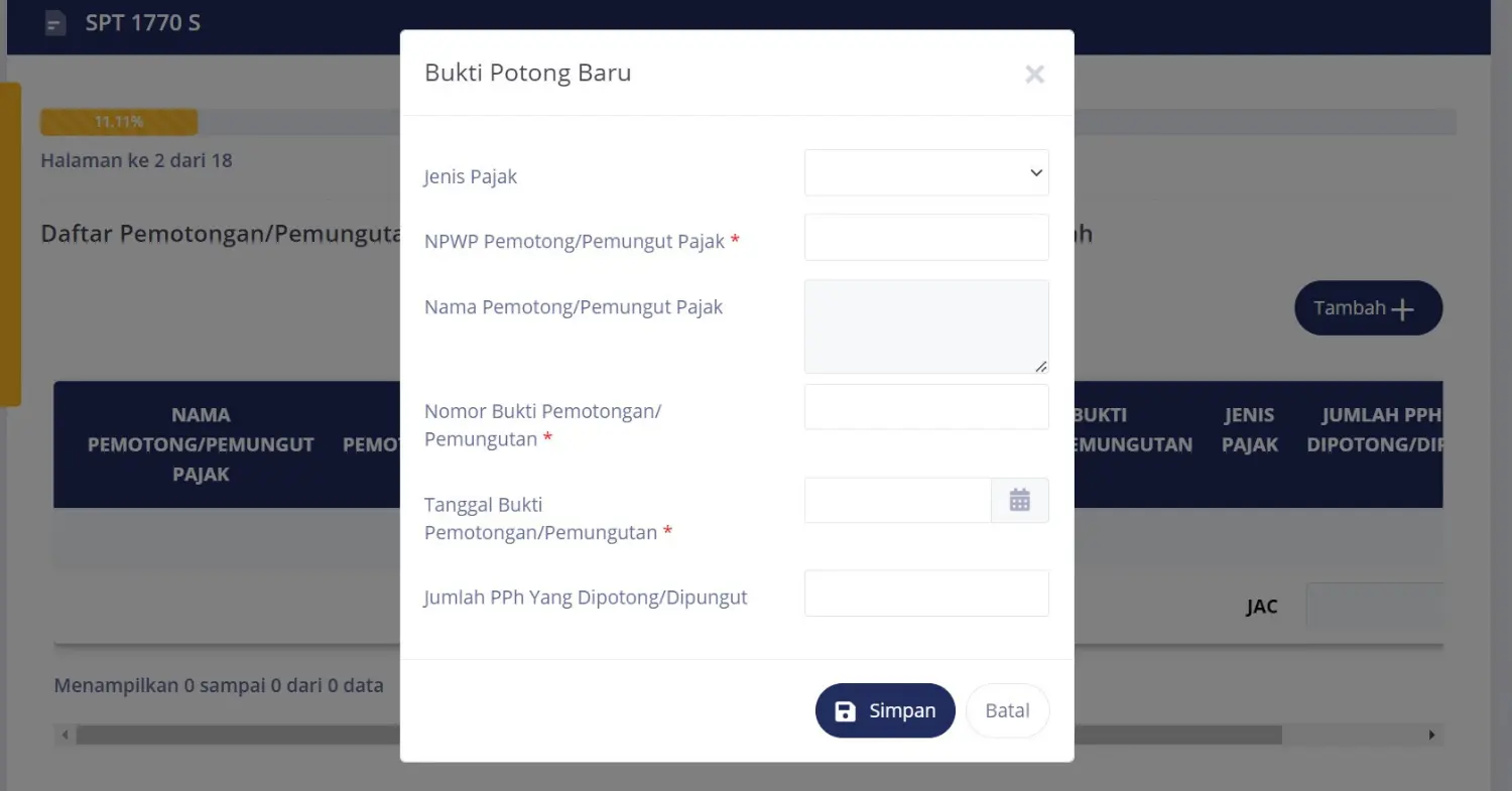 isi form untuk lapor spt pajak tahunan pribadi