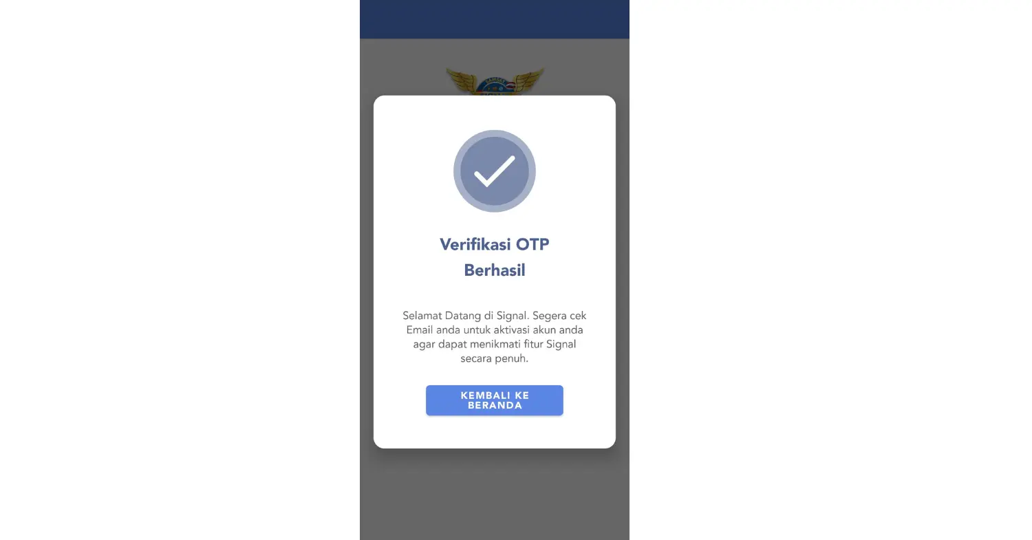 Verifikasi OTP di aplikasi SIGNAL